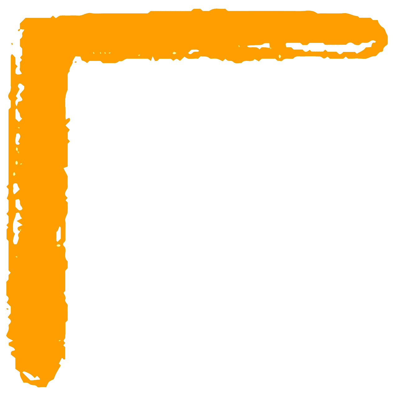 Dekorativer orangefarbener Bilderrahmen-Eckbereich links
