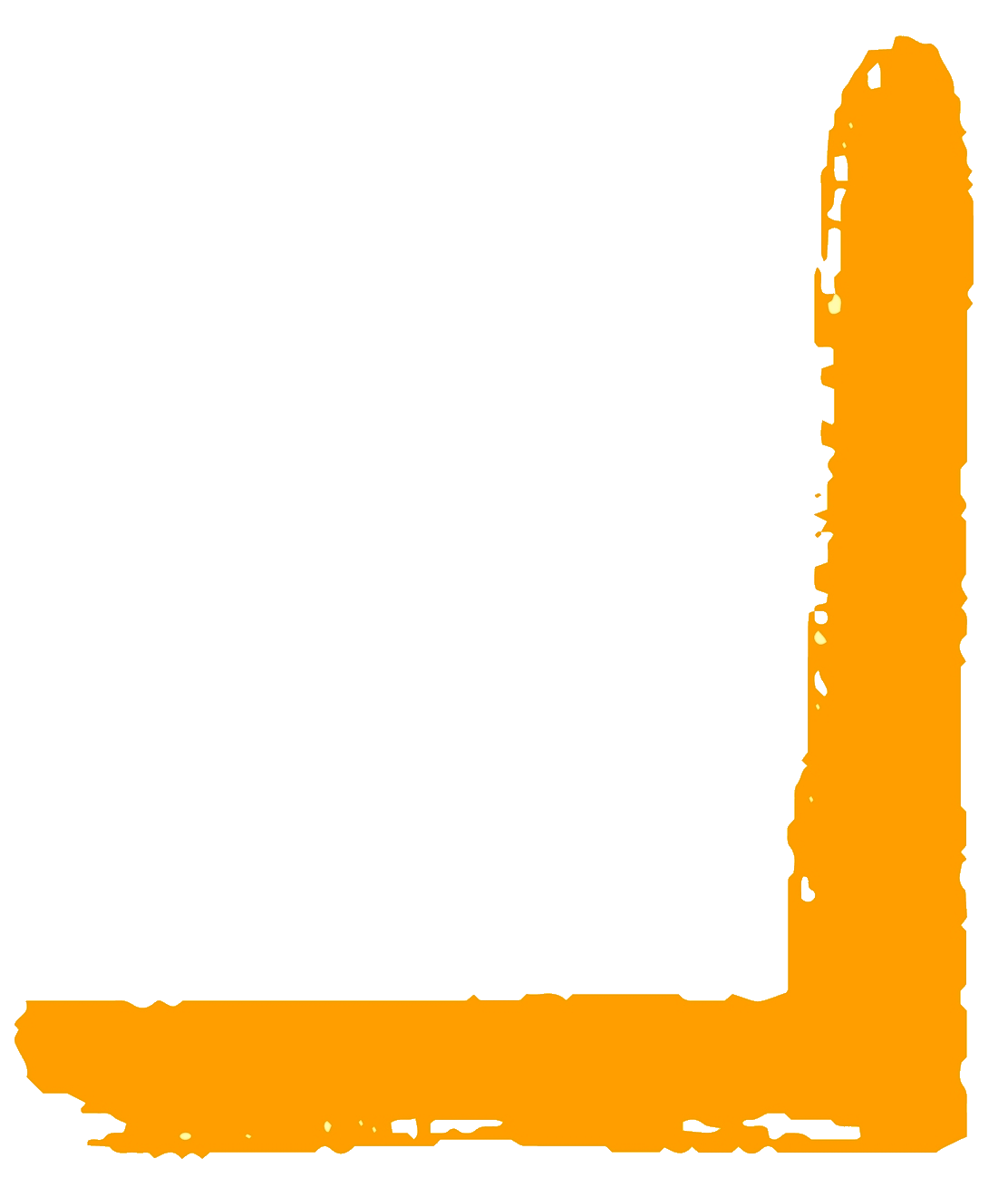 Dekorativer orangefarbener Bilderrahmen-Eckbereich rechts